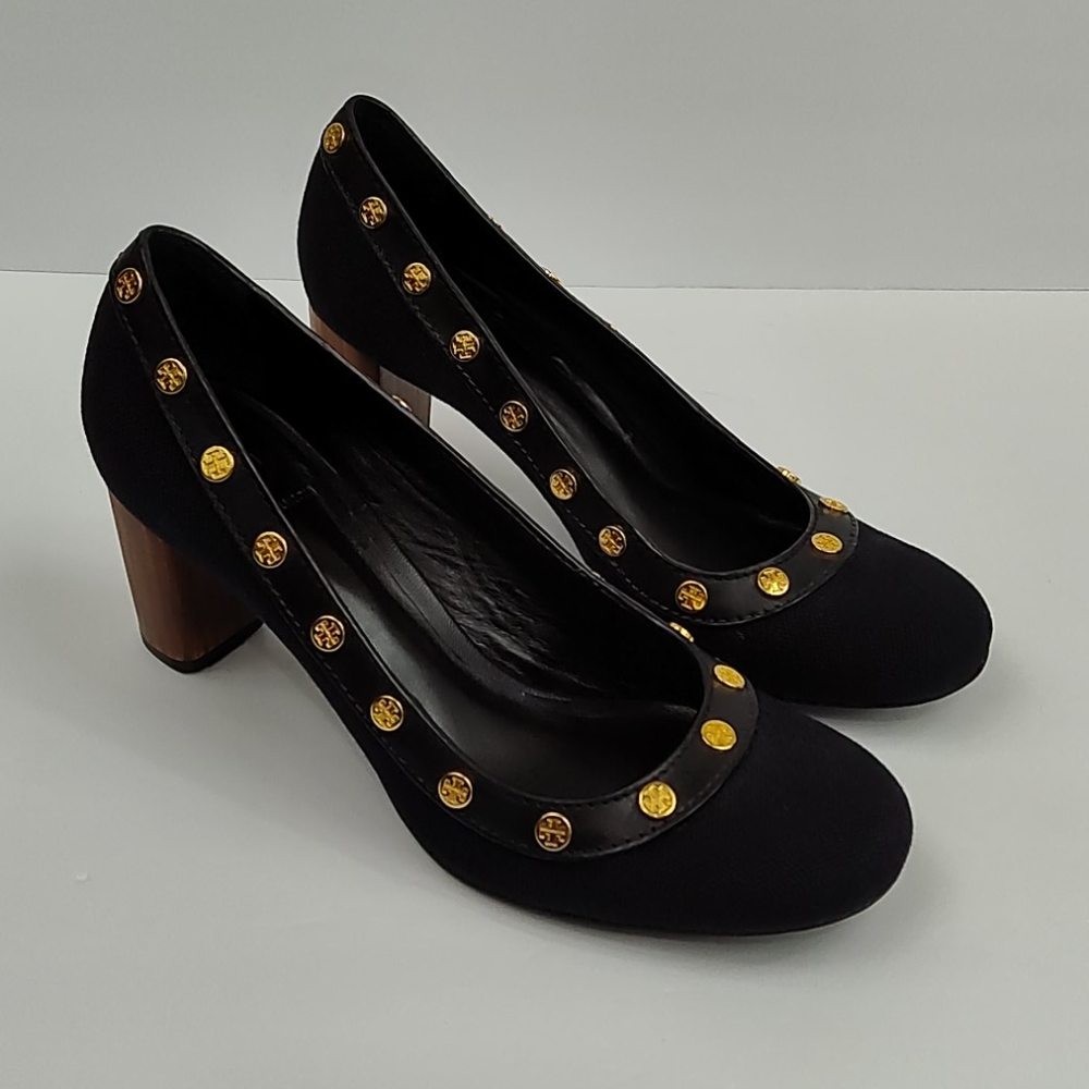 Tory Burch Derek Canvas Pumps With Logo Studs